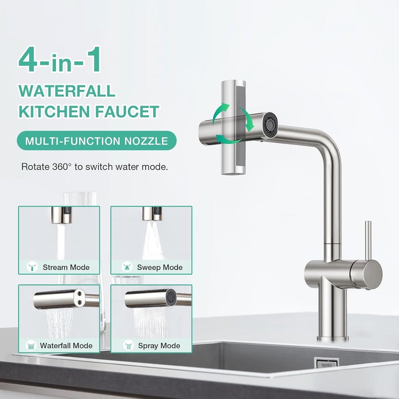 Crea Bar Sink Faucet,Chrome Bathroom Facuets 1 3 Holes, Single Handle Bathroom Faucets with Deck Plate,360°Swivel Stainless Steel Small Kitchen Faucet for Mini Pre Sink RV Vanity Faucet - Image 2